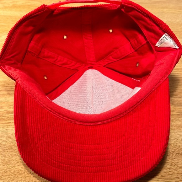 Vintage Bob‎ Evans Corduroy Hat Red Trucker Snapback - Picture 6 of 6
